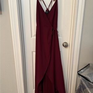 Elegant Burgundy Wrap Dress